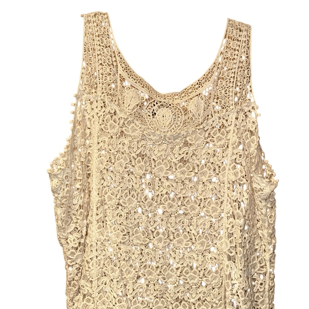 Bobeau Y2K Crochet Lace Tank Top Womens 1X Boho Cotton Blouse Festival Fairy - Picture 5 of 8
